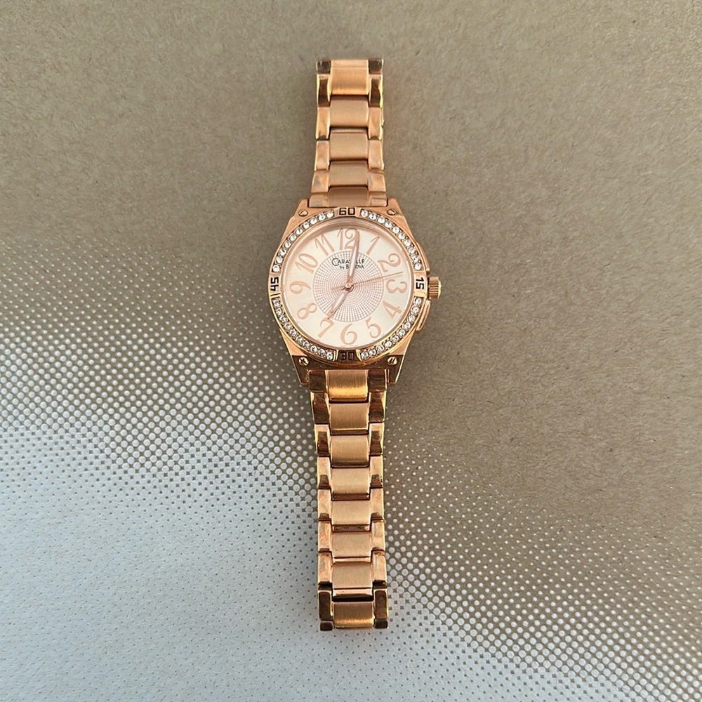 Caravelle by Bulova  Rose Gold/coppery tone Women's Watch with Crystal Accents
